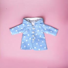 BLUE POLKA DOT COAT OUTFIT FOR BJD DOLL LATI YELLOW PUKIFEE IRREALDOLL AND OTHER SMALL DOLLS WITH SAME SIZE