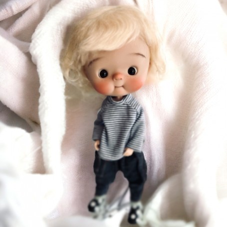 Perruque de poupée BJD en mohair : cheveux courts et bouclés pour poupées à l'échelle 1/3, 1/4 et 1/6 - France Perruque de poupée BJD en mohair : cheveux courts et bouclés pour poupées à l'échelle 1/3, 1/4 et 1/6 - France
