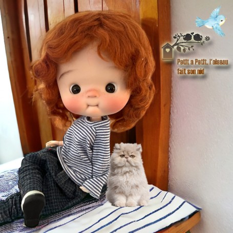 NEW CURLY SOFT MOHAIR CARROT DOLL WIG 9-10 BJD QBABY BLYTHE
