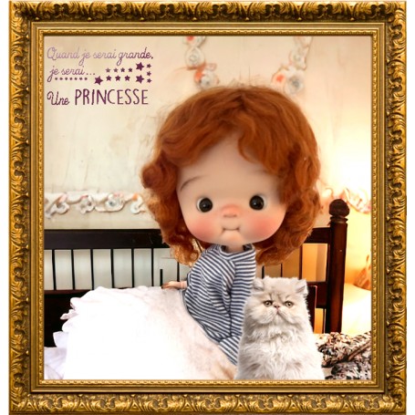 NEW CURLY SOFT MOHAIR CARROT DOLL WIG 9-10 BJD QBABY BLYTHE