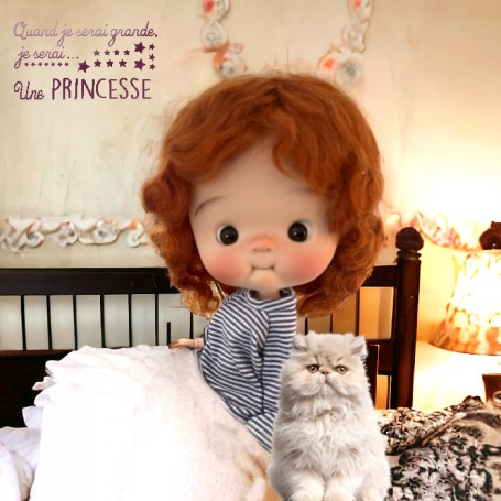 NEW CURLY SOFT MOHAIR CARROT DOLL WIG 9-10 BJD QBABY BLYTHE