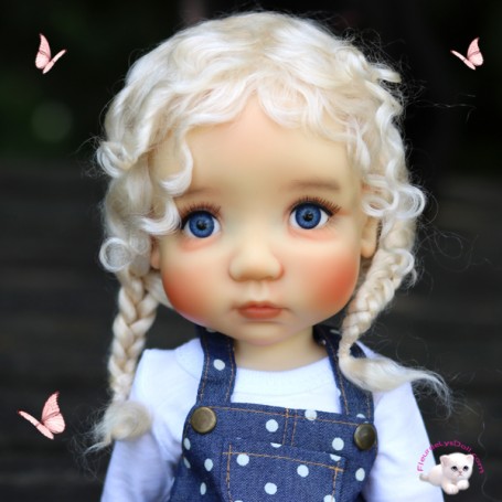 PERRUQUE DOLL WIG PUR MOHAIR CHOUPETTA BLOND 10-11 POUR POUPÉE BJD QBABY BLYTHE MEADOWDOLLS MAE ADRYN