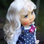 PERRUQUE DOLL WIG NEW LONG SOFT MOHAIR BLOND LAIT 10-11 POUPÉE BJD QBABY BLYTHE MEADOWDOLLS MAE ADRYN ZWERGNASE