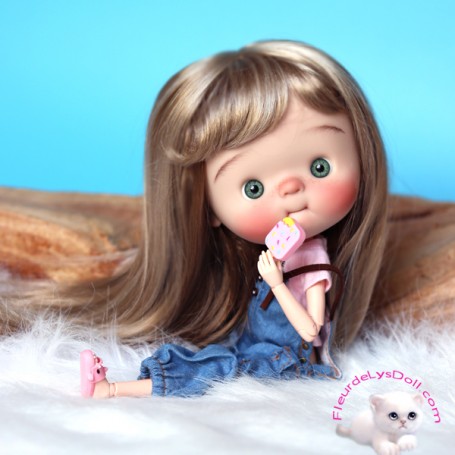 DOLL WIG RAINBOW SUMMER DUO BLOND 10.11 BJD QBABY ROGERDOLL MEADOWDOLLS MAE ADRYN ZWERGNASE BLYTHE CUSTOM DOLLS