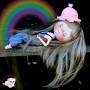 PERRUQUE DOLL WIG RAINBOW DUO BLOND 10.11 POUPEE BJD QBABY ROGERDOLL MEADOWDOLLS MAE ADRYN ZWERGNASE BLYTHE CUSTOM DOLLS