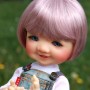 PERRUQUE WIG PETIT BOB ROSE VIOLINE 8/9 BJD MY MEADOWS PULLIP KAYE WIGGS WICHTEL SD DZ AOD DOD LUTS MUI CHAN PETITE BLYTHE