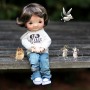 PERRUQUE DOLL WIG FOXY CAFÉ AU LAIT 8/9 POUPÉE BJD MEADOWDOLLS PULLIP KAYE WIGGS WICHTEL SD LUTS MUI CHAN MIDDIE BLYTHE