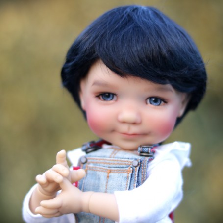 DOLL WIG DOMI BLACK 8/9 BOY GIRL BJD DOLL MEADOWDOLLS PULLIP KAYE WIGGS  WICHTEL SD LUTS MUI CHAN MIDDIE BLYTHE