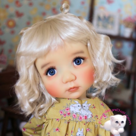 PERRUQUE POUPÉE DOLL WIG CURLY COCO BLOND 10.11 BJD QBABY MEADOWDOLLS MAE ADRYN ZWERGNASE BLYTHE CUSTOM DOLLS