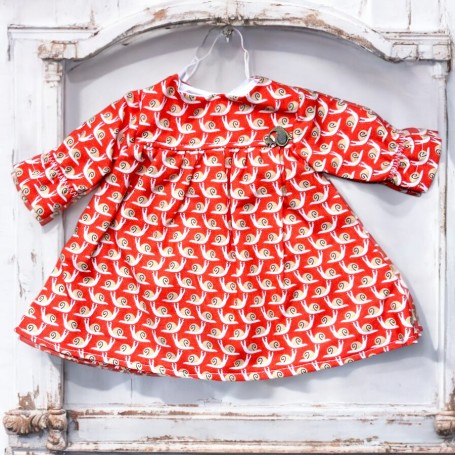 VÊTEMENT ROBE ORANGE ESCARGOTS POUR POUPÉE BJD 35 38 CM MAE, AYA, MASHA, MOPPETS, MEADOWDOLLS