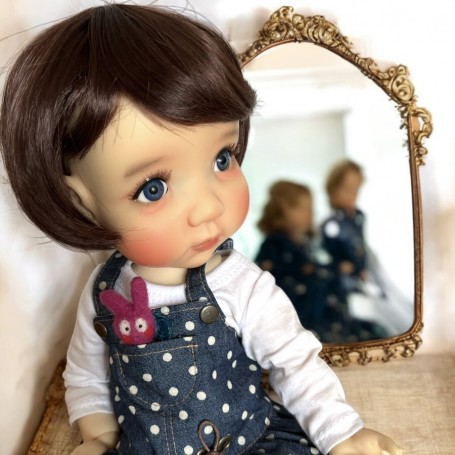 PERRUQUE DOLL WIG CARRE BRUN 10.11 POUPEE BJD QBABY ROGERDOLL MEADOWDOLLS MAE ADRYN ZWERGNASE BLYTHE CUSTOM DOLLS