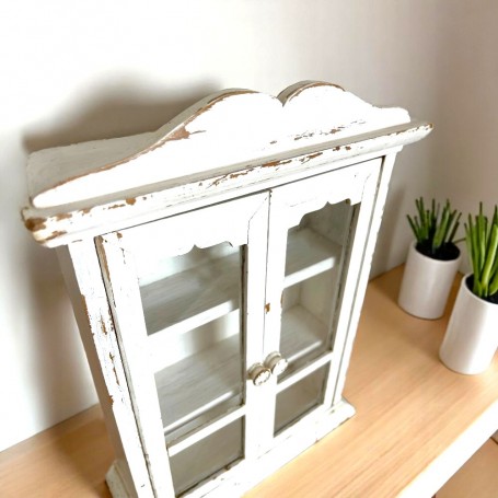 Odoria Armoire Miniature 1/12 – Bibliothèque Victorienne Bois Marron – Vitrine Meuble Poupée – Dimensions 8,2x3,8x13,9 Cm