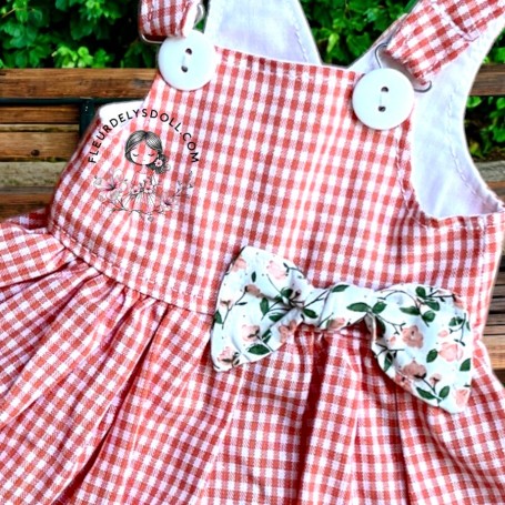 BELLE ROBE ETE VICHY POUR POUPÉE BJD DOLL MEADOWDOLLS 18" SAFFI BAILEY SYLVIA SCARLETT GOTZ AMERICAN GIRL ETC...