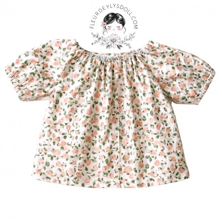 BLOUSE TOP HAUT A FLEURS POUR POUPÉE BJD DOLL MEADOWDOLLS 18" SAFFI BAILEY SYLVIA SCARLETT GOTZ AMERICAN GIRL ETC...