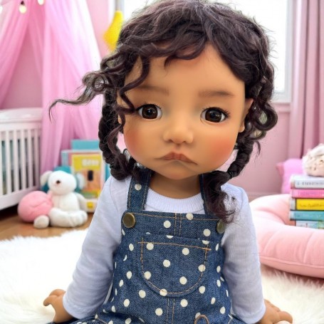 PURE MOHAIR CHOUPETTA VERY DARK BROWN DOLL WIG 9-10 BJD QBABY BLYTHE MEADOWDOLLS MAE ADRYN