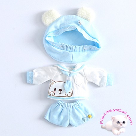 KAWAII NAVY BEAR TOP + HAT + SHORT SET DOLL OUTFIT FOR BJD OB11 STODOLL PUKIPUKI NUNU SPROUT MEADOWDOLLS NENDOROID DOLLS...