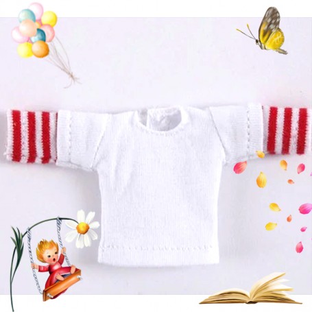 TEE SHIRT BLANC ROUGE POUR POUPEE OB11 STODOLL BJD AMYDOLL LATI WHITE SP PUKIPUKI OBITSU 11 CM DOLLS