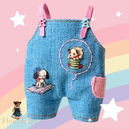 SALOPETTE LAPIN JEAN POUR POUPÉE BJD OB11 STODOLL AMYDOLL LATI WHITE SP MEADOWDOLLS NUNU NENDOROID OBITSU DDF YMY