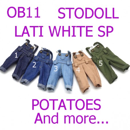 DENIM OVERALL FOR BJD OB11 STODOLL AMYDOLL LATI WHITE SP MEADOWDOLLS NUNU NENDOROID OBITSU DDF YMY