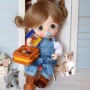 SALOPETTE EN JEAN POUR POUPÉE BJD OB11 STODOLL AMYDOLL LATI WHITE SP MEADOWDOLLS NUNU NENDOROID OBITSU DDF YMY