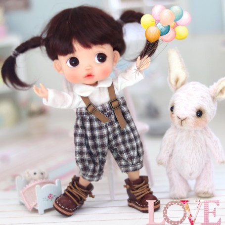 SALOPETTE TITI + CHEMISIER + BÉRET POUR POUPÉE BJD OB11 NENDOROID STODOLL AMYDOLL LATI WHITE SP PUKIPUKI OBITSU DOLLS