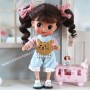 LOVELY LITTLE KITTY DUNGAREES OUTFIT 2 PIECES FOR BJD OB11 STODOLL AMYDOLL LATI WHITE SP PUKIPUKI MEADOWDOLLS NUNU SPROUT DOLLS