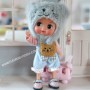 TENUE 2 PIECES SALOPETTE CHAT POUR POUPÉE BJD OB11 STODOLL AMYDOLL LATI WHITE SP PUKIPUKI MEADOWDOLLS NUNU SPROUT DOLLS