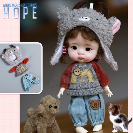 PULL + JEAN + CHAPEAU POUR POUPÉE BJD OB11 STODOLL AMYDOLL LATI WHITE SP PUKIPUKI MEADOWDOLLS NUNU SPROUT DOLLS