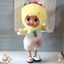 SALOPETTE POUSSIN + CHAPEAU POUR POUPÉE BJD OB11 STODOLL AMYDOLL LATI WHITE SP PUKIPUKI MEADOWDOLLS NUNU SPROUT DOLLS