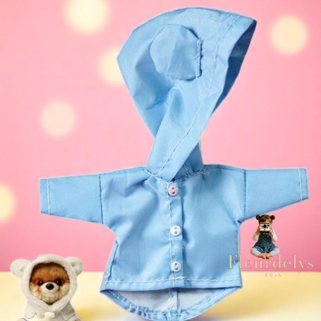 IMPERMEABLE KWAY OURS BLEU POUPÉE BJD OB11 STODOLL AMYDOLL BJD MEADOWDOLLS NUNU LATI WHITE SP PUKIPUKI OBITSU NENDOROID DOLL
