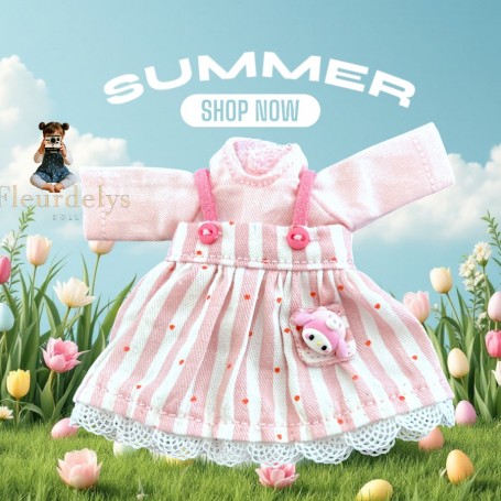 ROBE MY MELODY + TEE SHIRT POUPÉE BJD OB11 STODOLL AMYDOLL LATI WHITE SP MEADOWDOLLS NUNU NENDOROID OBITSU DDF YMY