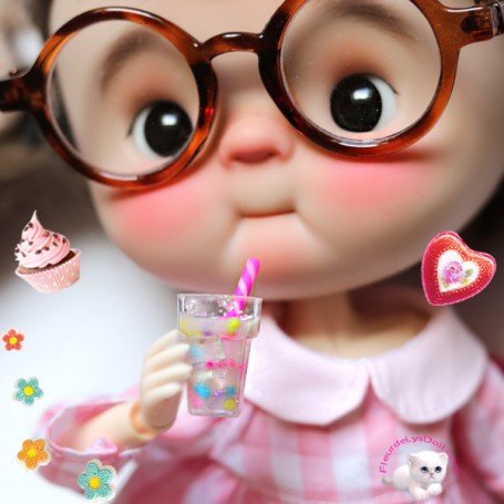 VERRE DE JUS MAGIQUE & PAILLE MINIATURE POUR POUPEES BJD OB11 STODOLL QBABY BLYTHE PULLIP MAISON DE POUPÉES DIORAMA DOLLHOUSE