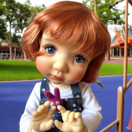 LIGHT RED FOX BOB CUT DOLL WIG 10-11" MEADOWDOLLS MAE BJD DOLL AND BLYTHE NEO BLYTHE DOLLS...