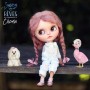 PERRUQUE WIG ROSE PUR MOHAIR POUPÉE BJD DOLLS QBABY BLYTHE MEADOWDOLLS MAE ADRYN ZWERGNASE DOLL