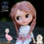 PERRUQUE WIG ROSE PUR MOHAIR POUPÉE BJD DOLLS QBABY BLYTHE MEADOWDOLLS MAE ADRYN ZWERGNASE DOLL