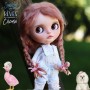 PERRUQUE WIG ROSE PUR MOHAIR POUPÉE BJD DOLLS QBABY BLYTHE MEADOWDOLLS MAE ADRYN ZWERGNASE DOLL
