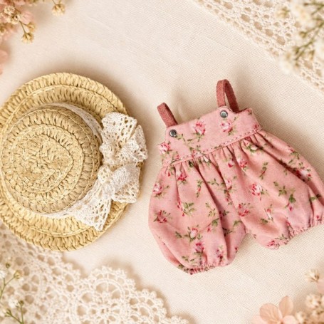 SALOPETTE FLEURIE ET CHAPEAU POUPÉE BJD OB11 STODOLL NENDOROID NUNU SPROUT MEADOWDOLLS AMYDOLL LATI WHITE SP PUKIPUKI DOLLS