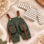 GREEN OVERALLS AND SWEATER FOR DOLL OB11 STODOLL NENDOROID NUNU SPROUT MEADOWDOLLS AMYDOLL LATI WHITE SP PUKIPUKI DOLLS