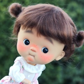 PERRUQUE DOLL WIG MOHAIR MACARON CHOCOLAT 9.10" POUR POUPEES CUSTOM QBABY DOLLS AMYDOLL (30 cm) PULLIP KIT MIO...