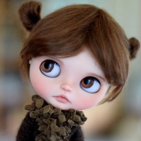 MOHAIR CHOCOLATE MACARON WIG 10-11 FOR BJD BLYTHE CUSTOM QBABY DOLLS AMYDOLL (30 cm) ...