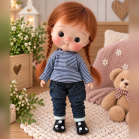PERRUQUE DOLL WIG MOHAIR TRESSY ROUX 9.10" POUR POUPEES CUSTOM QBABY DOLLS AMYDOLL (30 cm) PULLIP KIT MIO...