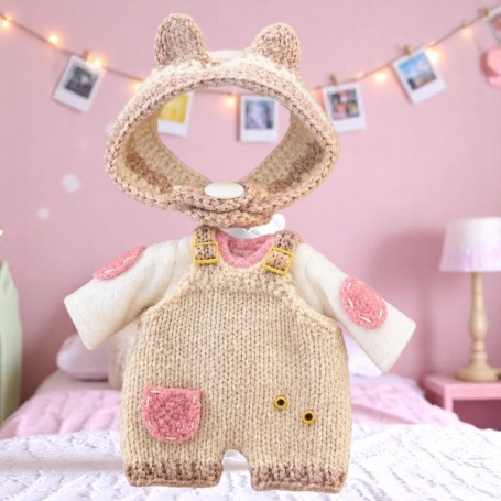 PETIT ENSEMBLE 3 PIECES OURSON HIVER POUPÉE BJD OB11 STODOLL AMYDOLL MEADOWDOLLS NUNU DDF YMY