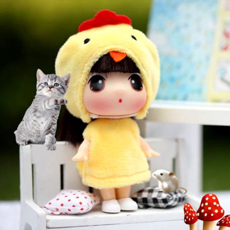 PETITE POUPEE POUSSIN 9 CM CADEAU PORTE CLEFS OU POUR JOUER