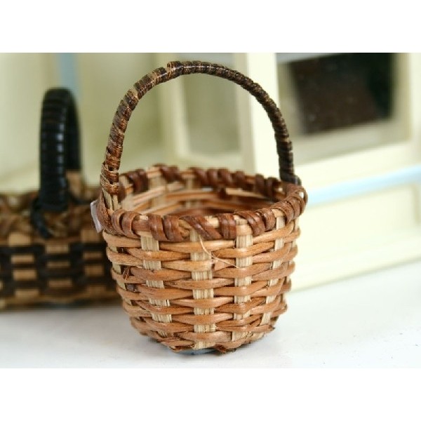 Panier En Osier Miniature échelle 1/12 - Pour Maison De Poupée, Vitrine, Décoration - Fait Main Vintage