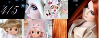 Wigs size 4/5" for dolls Amydoll, Ten Ping, Ficon, AG, Numina...